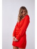 Rochie camasa wrap cu drapaj, portocaliu inchis 110537 - Magazin online - Boutique